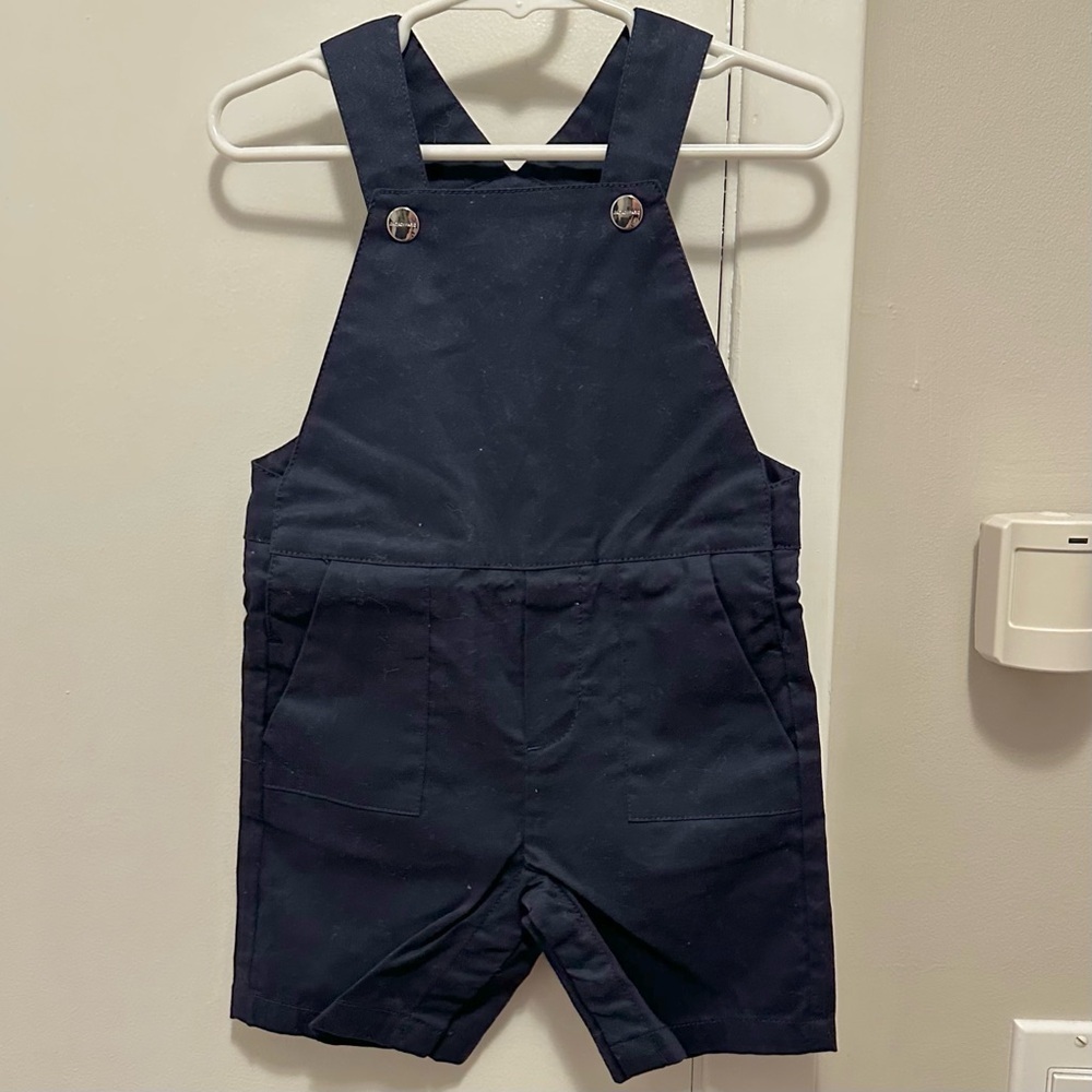 Jacadi Paris Navy Blue Baby Boys Overalls 18M Cotton Pockets Marine NWT